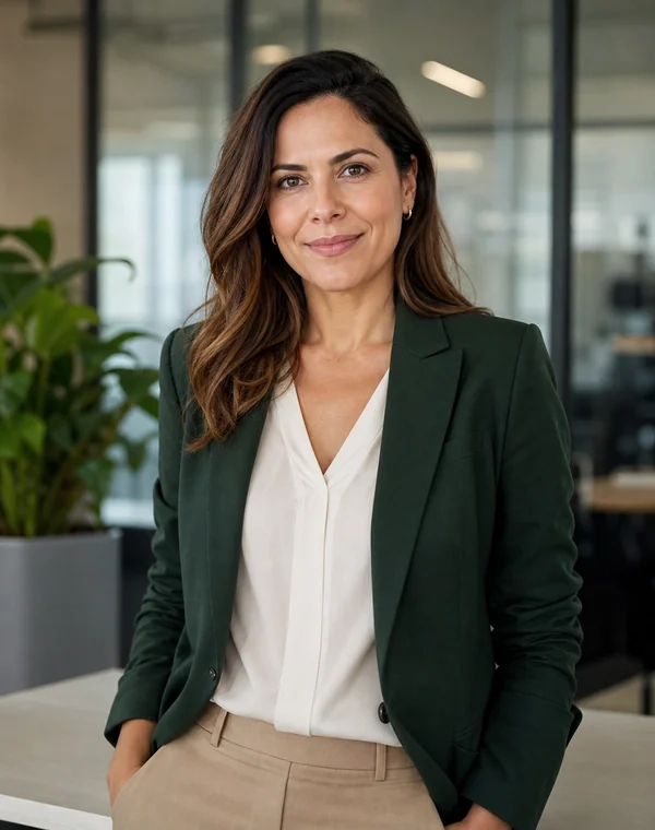 Retrato profissional de Alice Ferreira, CEO e fundadora da plataforma financeira.