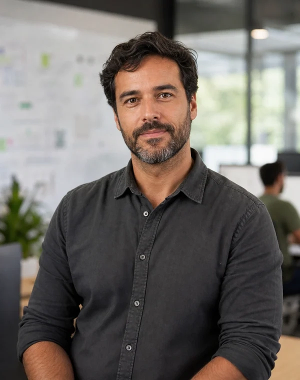 Retrato profissional de Marcos Culhane, head de produto da plataforma financeira.